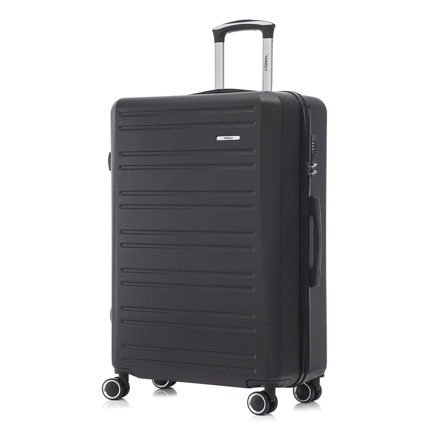 YONSLY® Koffer Suitcase, Trolley Reisekoffer, Rollkoffer Handgepäck Kabinenkoffer mit 4 Rollen 360°, Hartschalenreisekoffer, Zahlenschloss, Weicher Gummigriff