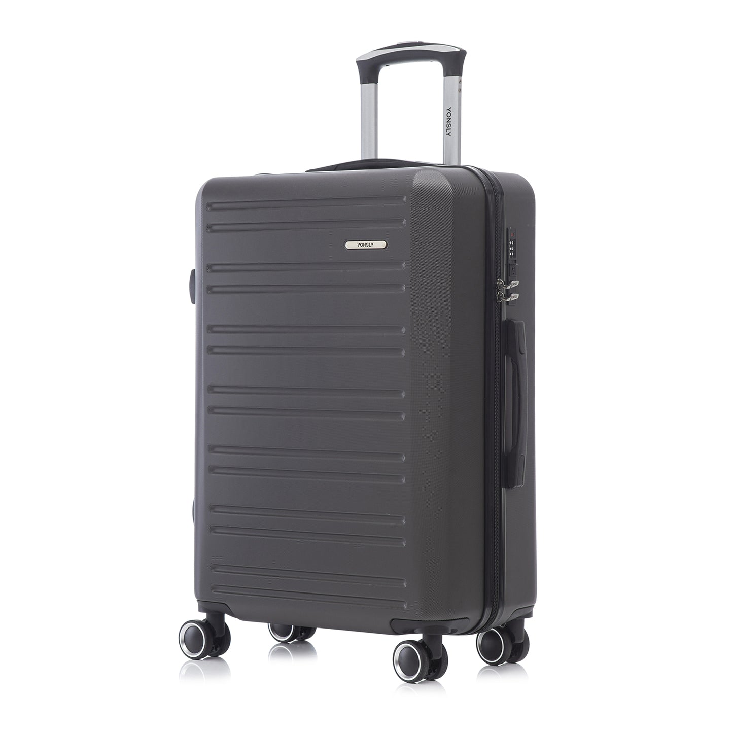 YONSLY® Koffer Suitcase, Trolley Reisekoffer, Rollkoffer Handgepäck Kabinenkoffer mit 4 Rollen 360°, Hartschalenreisekoffer, Zahlenschloss, Weicher Gummigriff