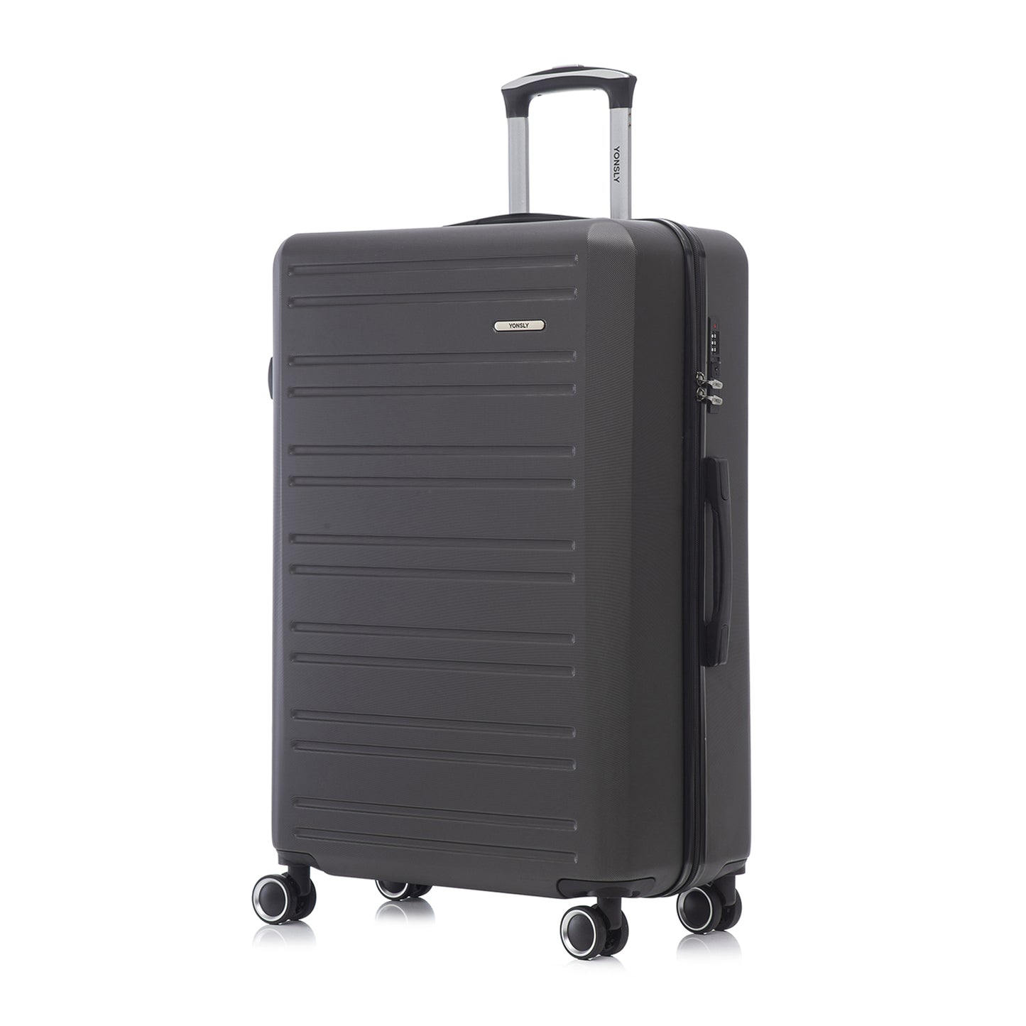 YONSLY® Koffer Suitcase, Trolley Reisekoffer, Rollkoffer Handgepäck Kabinenkoffer mit 4 Rollen 360°, Hartschalenreisekoffer, Zahlenschloss, Weicher Gummigriff