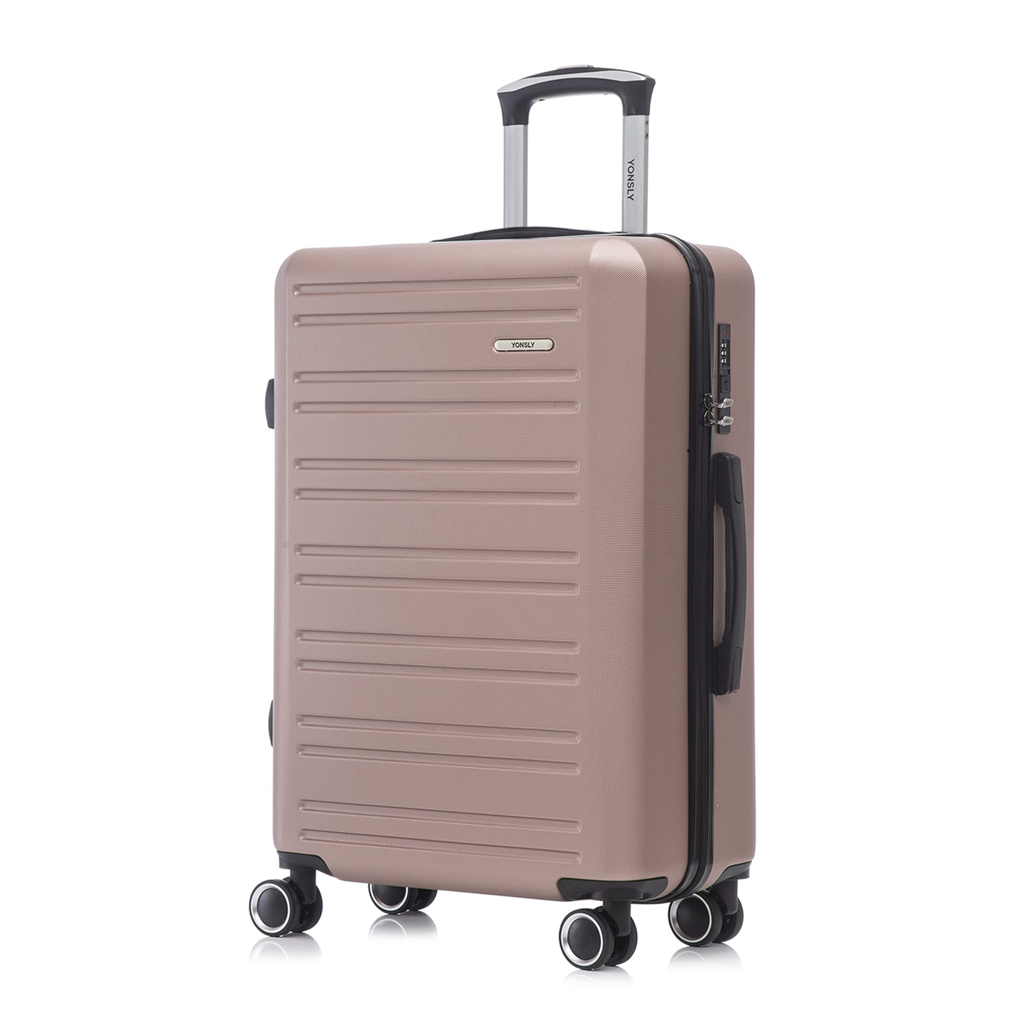 YONSLY® Koffer Suitcase, Trolley Reisekoffer, Rollkoffer Handgepäck Kabinenkoffer mit 4 Rollen 360°, Hartschalenreisekoffer, Zahlenschloss, Weicher Gummigriff