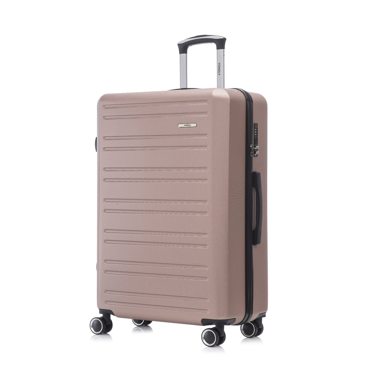 YONSLY® Koffer Suitcase, Trolley Reisekoffer, Rollkoffer Handgepäck Kabinenkoffer mit 4 Rollen 360°, Hartschalenreisekoffer, Zahlenschloss, Weicher Gummigriff