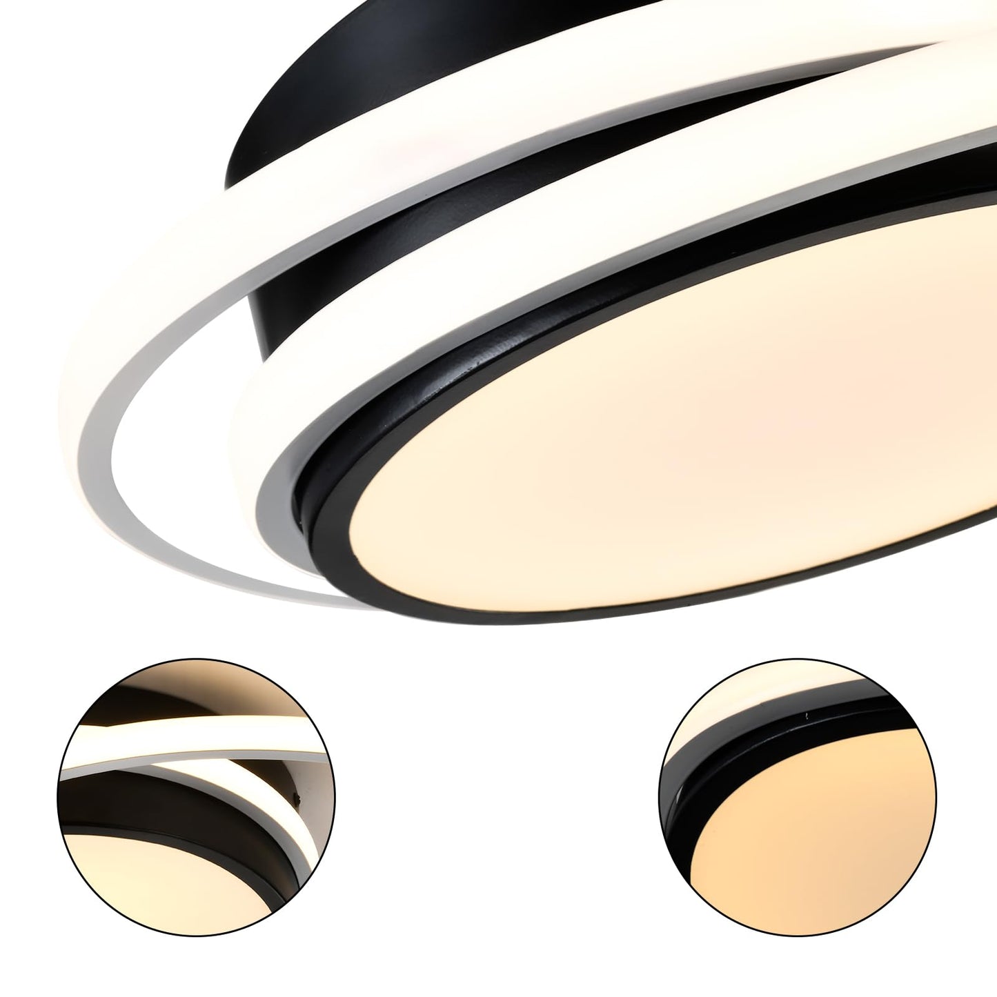 LQWELL® ceiling light LED ceiling lamp, 27.5W 3000K kitchen lamp modern bedroom lamp made of aluminum black white for living room bedroom kitchen balcony hallway basement office, 470 * 90mm
