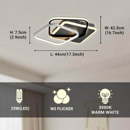 LQWELL® ceiling light LED ceiling lamp, 25W 3000K kitchen lamp modern bedroom lamp made of aluminum black white for living room bedroom kitchen balcony hallway basement office, 440 * 425 * 75mm