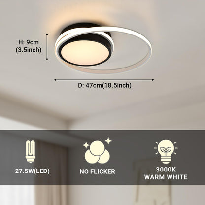LQWELL® ceiling light LED ceiling lamp, 27.5W 3000K kitchen lamp modern bedroom lamp made of aluminum black white for living room bedroom kitchen balcony hallway basement office, 470 * 90mm