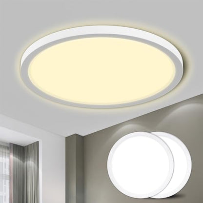 LQWELL® Ceiling Light LED Ceiling Lamp, IP44 Waterproof Bathroom Lamp Round Flat 18W 3000K 1600LM Modern Simple Lamp Thin for Living Room Bathroom Bedroom Kitchen Balcony Basement Office, 220 * 24mm