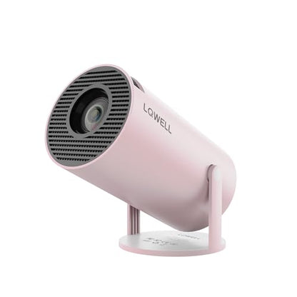 LQWELL® Beamer, Mini Projector, supports WiFi 5G, BT5.0 with 11.0 Android OS, Auto Keystone Correction, 220-Degree Angle, 130-Inch Display for Phone/PC/Lap/Xbox/Stick, 4K Home Cinema, HDMI, Pink