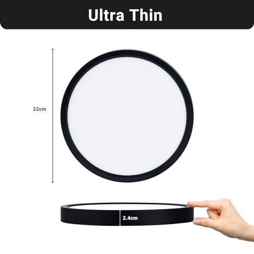 LQWELL® Ceiling Light LED Ceiling Lamp, IP44 Waterproof Bathroom Lamp Round Flat 18W 6000K 1600LM Modern Simple Lamp Thin for Living Room Bathroom Bedroom Kitchen Balcony Hallway Basement Office, 220 * 24mm