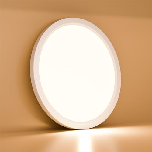 LQWELL® Ceiling Light LED Ceiling Lamp, IP44 Waterproof Bathroom Lamp Round Flat 18W 3000K 1600LM Modern Simple Lamp Thin for Living Room Bathroom Bedroom Kitchen Basement Office, 220 * 24mm (White)
