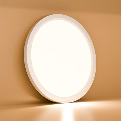 LQWELL® LED Ceiling Light, IP44 Waterproof, Round Flat Bathroom Light, 18W, 3000K, 1600lm, Modern Simple Luminaire, Thin, for Living Room, Bathroom, Bedroom, Kitchen, Basement, Office, 220 x 24 mm (White)