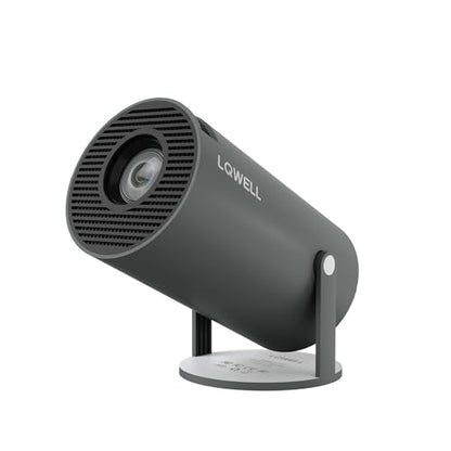LQWELL® Projector, Mini Projector, supports WiFi 5G & BT5.0, Auto Keystone Correction, 220-Degree Angle, 130-Inch Display for Phone/PC/Laptop/Xbox/Stick, 4K Home Cinema Projector, Grey (No Android OS)