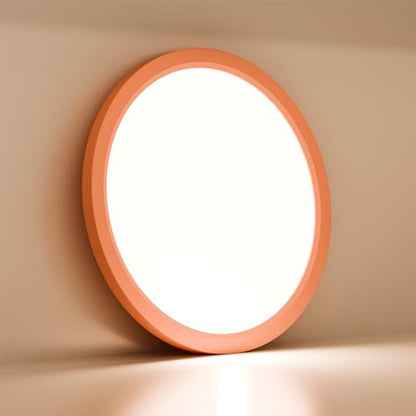 LQWELL® LED Ceiling Light, IP44 Waterproof, Round Flat Bathroom Light, 18 W, 4000 K, 1600 lm, Modern Simple Lamp, Thin, for Living Room, Bathroom, Bedroom, Kitchen, Basement, Office, 220 x 24 mm (Pink)