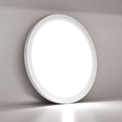 LQWELL® LED Ceiling Light, IP44 Waterproof Bathroom Light, Round, Flat, 18W, 6000K, 1600lm, Modern, Simple Lamp, Thin, for Living Room, Bathroom, Bedroom, Kitchen, Office, 220 x 24 mm (White, 2 Pieces)