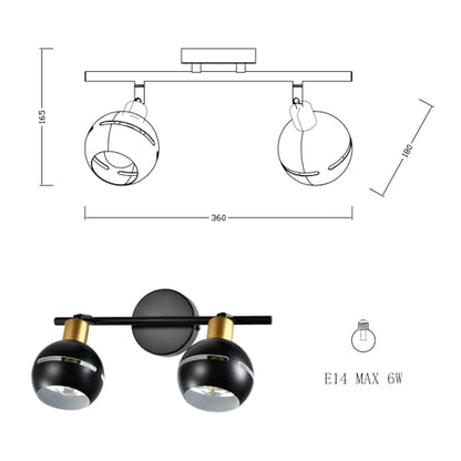 LQWELL® LED Deckenleuchte Strahler 2/3/4er, Deckenstrahler Schwarz Deckenspots E14 Deckenlampe Drehbare Wandlampe Küchenleuchte 2 3 4 Flammig für Schlafzimmer Wohnzimmer Esszimmer Bar Geschäft Studio