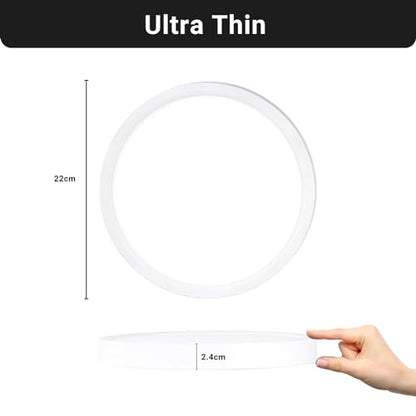 LQWELL® LED Ceiling Light, IP44 Waterproof Bathroom Light, Round, Flat, 18W, 4000K, 1600lm, Modern, Simple Lamp, Thin, for Living Room, Bathroom, Bedroom, Kitchen, Office, 220 x 24 mm (White, Pack of 2)