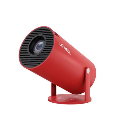 LQWELL® HY300 Mirror Mini Projector, Native 720P, 4K 1080P Support, with HDMI, USB, and 3.5mm Ports, Wired Screen Mirroring, Portable Home and Outdoor Projector, Red