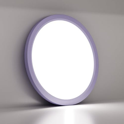 LQWELL® LED Ceiling Light, IP44 Waterproof, Round Flat Bathroom Light, 18W, 6000K, 1600lm, Modern Simple Thin Lamp for Living Room, Bathroom, Bedroom, Kitchen, Basement, Office, 220 x 24 mm (Purple)