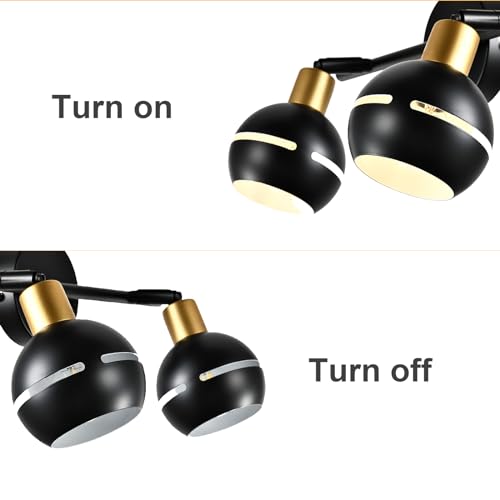 LQWELL® LED ceiling light spotlights 2/3/4, ceiling spotlight black ceiling spots E14 ceiling lamp rotating wall lamp kitchen light 2 3 4 bulbs for bedroom living room dining room bar shop studio