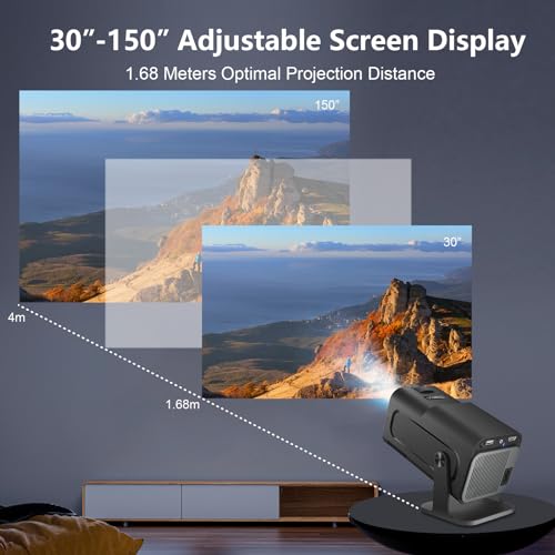 LQWELL Beamer, Mini Projektor, Native 1080P 4K Heimkino Beamer, Automatische Trapezkorrektur, 220-Grad-Winkel, 135-Zoll-Display für Phone/PC/Lap/PS5/Xbox/Stick (Kein Android OS)