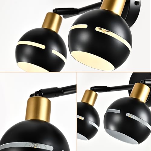 LQWELL® LED ceiling light spotlights 2/3/4, ceiling spotlight black ceiling spots E14 ceiling lamp rotating wall lamp kitchen light 2 3 4 bulbs for bedroom living room dining room bar shop studio
