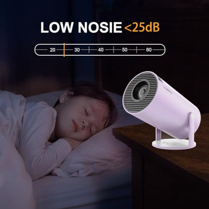 LQWELL® Projector, Mini Projector, supports WiFi 5G, BT5.0 with 11.0 Android OS, Automatic Keystone Correction, 220-Degree Angle, 130-Inch Display for Phone/PC/Laptop/Xbox/Stick, 4K Home Theater, HDMI, Purple