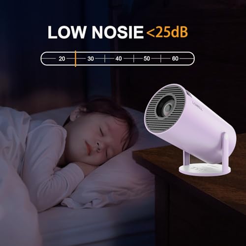 LQWELL® Projector, Mini Projector, Supports Wifi 5G&BT5.0, Automatic Keystone, 180 Degree Angle, 130 Inch Display for Phone/PC/Lap/PS5/Xbox/Stick, 4K Home Cinema Projector, Purple (No Android OS)