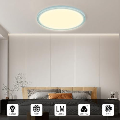 LQWELL® Ceiling Light LED Ceiling Lamp, IP44 Waterproof Bathroom Lamp Round Flat 18W 3000K 1600LM Modern Simple Lamp Thin for Living Room Bathroom Bedroom Kitchen Balcony Basement Office, 220 * 24mm