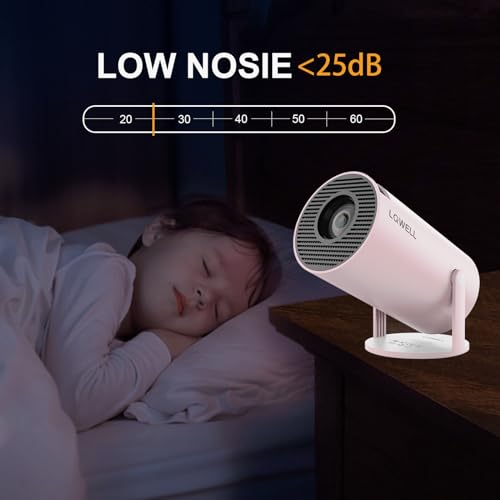 LQWELL® Projector, Mini Projector, Supports Wifi 5G&BT5.0, Automatic Keystone, 180 Degree Angle, 130 Inch Display for Phone/PC/Lap/PS5/Xbox/Stick, 4K Home Cinema Projector, Pink (No Android OS)