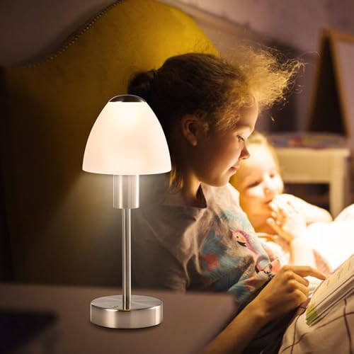LQWELL® LED Table Lamp Touch Table Lamp Wireless Bedside Lamp Battery Type C USB Rechargeable Light Intensity Adjustable for Indoor Restaurant Living Room Bedroom Hotel Bar