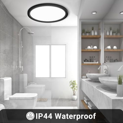 LQWELL® Ceiling Light LED Ceiling Lamp, IP44 Waterproof Bathroom Lamp Round Flat 18W 6000K 1600LM Modern Simple Lamp Thin for Living Room Bathroom Bedroom Kitchen Balcony Hallway Basement Office, 220 * 24mm