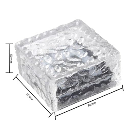 LQWELL® Solar Brick Light, Outdoor Solar Lights Decoration, Solar Glass Paver Lights, Solar Lamps, Path Lighting, Solar Cube Light, Ice Cube Light, Waterproof (Warm White)
