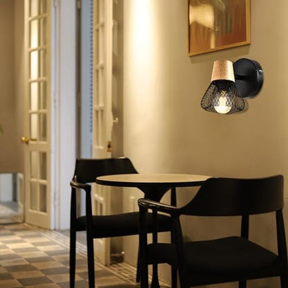 LQWELL® E14 wall light, LED wall lamp, indoor wall lighting, wall spot in retro industrial style, for studio, bar counter, hotel, bedroom, living room, stairs, hall, basement, matt black metal, 1/2/3/4 bulb