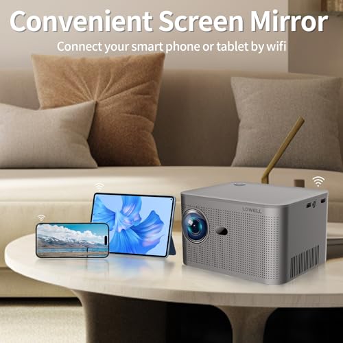 LQWELL® Beamer, Mini Projector, Native 1080P 4K Home Theater Projector supports WiFi 6, BT5.0 with Android 11 OS, Auto Keystone Correction, Electronic Focus, 150-inch Display for Phone/PC/Lap/PS5/Xbox/Stick