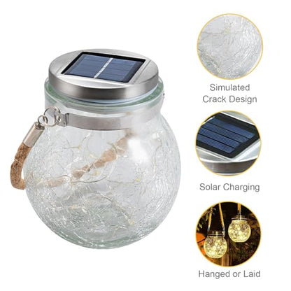 LQWELL Solar Garden Lights, Waterproof Solar Hanging Lights, Solar Lanterns, Solar Lamps with Glass Balls for Garden Decoration