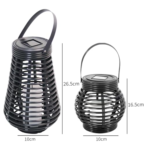 LQWELL Solar Lamps for Outdoor Gardens, Waterproof Solar Lanterns, Rattan Outdoor Garden Lights, Warm White, Set of 2 for Yard, Room, Party Festival Decoration
