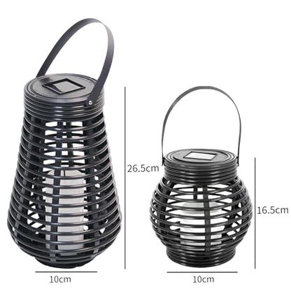 LQWELL® Solar Garden Lights, Waterproof Solar Lanterns, Rattan Garden Lights, Warm White, Set of 2 for Yard, Room, Party Decoration
