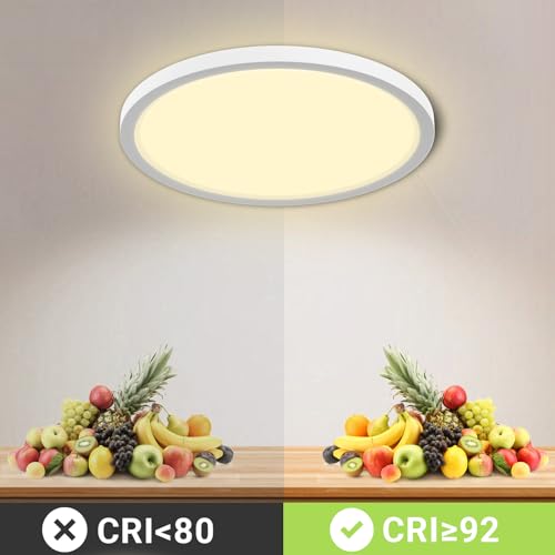 LQWELL® Ceiling Light LED Ceiling Lamp, IP44 Waterproof Bathroom Lamp Round Flat 18W 3000K 1600LM Modern Simple Lamp Thin for Living Room Bathroom Bedroom Kitchen Basement Office, 220 * 24mm (White)