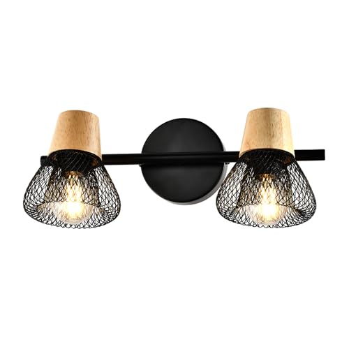 LQWELL® E14 wall light, LED wall lamp, indoor wall lighting, wall spot in retro industrial style, for studio, bar counter, hotel, bedroom, living room, stairs, hall, basement, matt black metal, 1/2/3/4 bulb