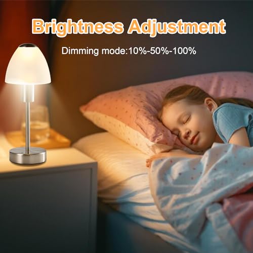 LQWELL® LED Table Lamp Touch Table Lamp Wireless Bedside Lamp Battery Type C USB Rechargeable Light Intensity Adjustable for Indoor Restaurant Living Room Bedroom Hotel Bar