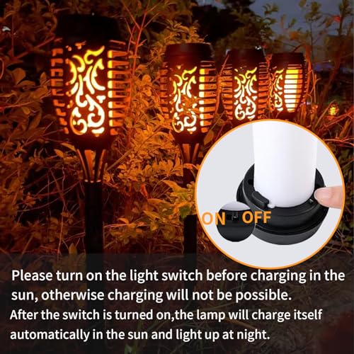 LQWELL® Solar Lights Solar Torch Light for Outdoor Garden 8 Pieces 12 LED Solar Lamp with Realistic Flame Effect IP65 Waterproof Garden Torches Solar Path Backyards Lawn Lighting (8 PCS)