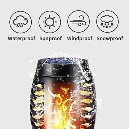 LQWELL® Solar Lights, Solar Garden Torches, 8 Pack, 12 LED Solar Lamps with Realistic Flame Effect, IP65 Waterproof, Garden Torches, Solar Lighting for Paths, Backyards, and Lawns (8 Pack)