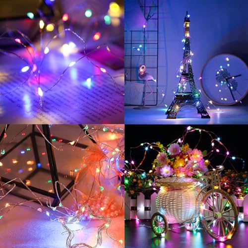 LQWELL® Set of 2 12 m Solar Fairy Lights Outdoor Solar Copper Wire IP65 Waterproof 120 LED for Garden Balcony Party Wedding Birthday Christmas Decor (Colourful)