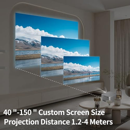 LQWELL® Mini Projector, Native 1080P 4K Home Theater Video Projector Supports WiFi 5G &BT 5.0, Auto Keystone Correction, Electronic Focus, 150-Inch for Phone/PC/Lap/PS5/Xbox/Stick (No Android OS)