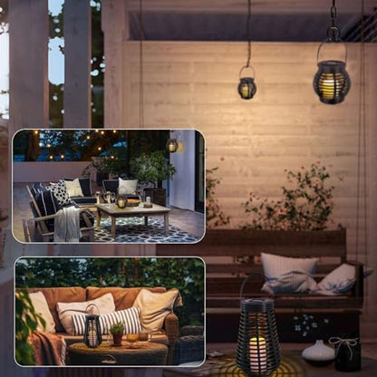 LQWELL® Solar Garden Lights, Waterproof Solar Lanterns, Rattan Garden Lights, Warm White, Set of 2 for Yard, Room, Party Decoration