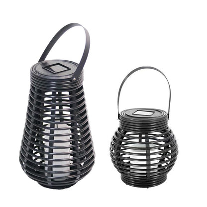 LQWELL® Solar Garden Lights, Waterproof Solar Lanterns, Rattan Garden Lights, Warm White, Set of 2 for Yard, Room, Party Decoration