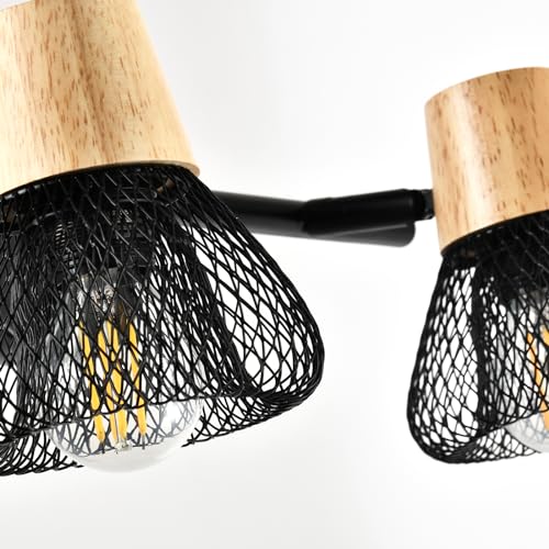 LQWELL® E14 wall light, LED wall lamp, indoor wall lighting, wall spot in retro industrial style, for studio, bar counter, hotel, bedroom, living room, stairs, hall, basement, matt black metal, 1/2/3/4 bulb