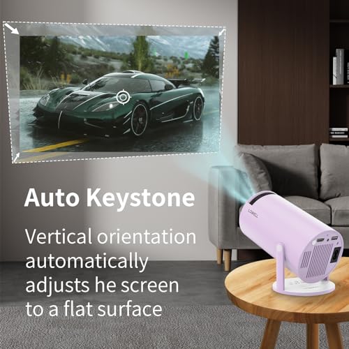 LQWELL® Projector, Mini Projector, Supports Wifi 5G&BT5.0, Automatic Keystone, 180 Degree Angle, 130 Inch Display for Phone/PC/Lap/PS5/Xbox/Stick, 4K Home Cinema Projector, Purple (No Android OS)
