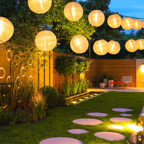 LQWELL® Solar-Lichterkette, 8 m lange Solarlaterne mit 30 LEDs und 2 Modi, wasserdichte Solar-Hängelampe, warmweißes Licht, für Balkon, Hochzeit, Garten, Party, Weihnachten (1 Stück)