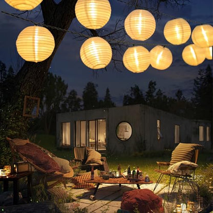 LQWELL® Solar-Lichterkette, 8 m lange Solarlaterne mit 30 LEDs und 2 Modi, wasserdichte Solar-Hängelampe, warmweißes Licht, für Balkon, Hochzeit, Garten, Party, Weihnachten (1 Stück)