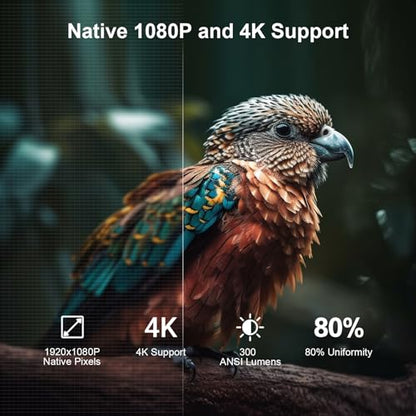 LQWELL® Projector, Mini Projector, Native 1080P 4K Home Cinema Projector, Automatic Keystone Correction, 220-Degree Angle, 135-Inch Display for Phone/PC/Lap/PS5/Xbox/Stick (No Android OS)