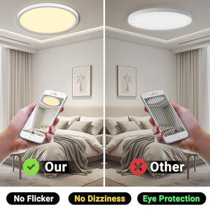 LQWELL® Ceiling Light LED Ceiling Lamp, IP44 Waterproof Bathroom Lamp Round Flat 18W 3000K 1600LM Modern Simple Lamp Thin for Living Room Bathroom Bedroom Kitchen Balcony Basement Office, 220 * 24mm